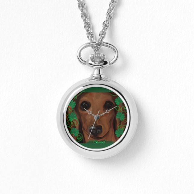 Roter Dachshund Armbanduhr (Vorderseite)