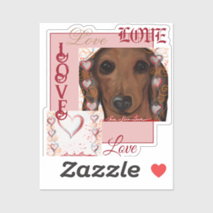 Roter Dachshund      Aufkleber