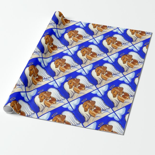 Roter Dachshund Engel Geschenkpapier (Ungerollt)