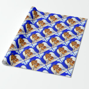Roter Dachshund Engel Geschenkpapier