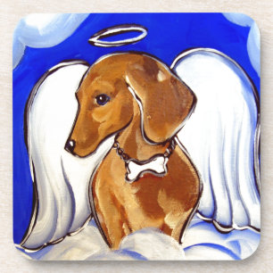 Roter Dachshund Engel Getränkeuntersetzer