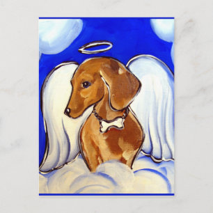 Roter Dachshund Engel Postkarte