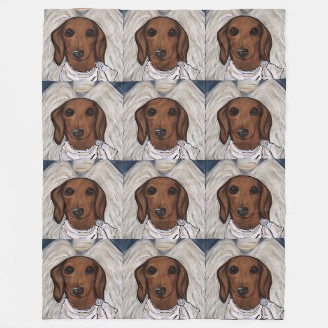 Roter Dachshund Fleecedecke (Vorderseite)