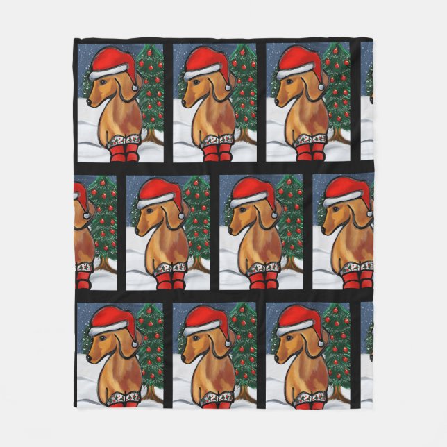 Roter Dachshund    Fleecedecke (Vorderseite)