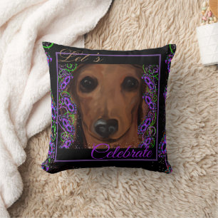 Roter Dachshund Kissen