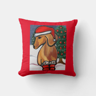 Roter Dachshund Kissen