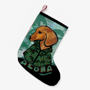 Roter Dachshund Kleiner Weihnachtsstrumpf