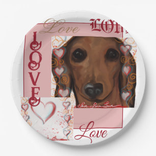 Roter Dachshund      Pappteller