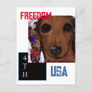 Roter Dachshund      Postkarte