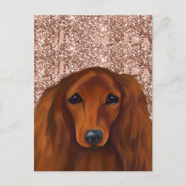 ROTER DAChSHUND Postkarte (Vorderseite)