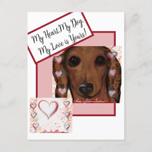 Roter Dachshund   Postkarte