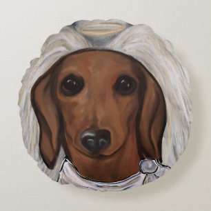 Roter Dachshund Rundes Kissen