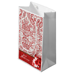 Roter Damast Kleine Geschenktüte