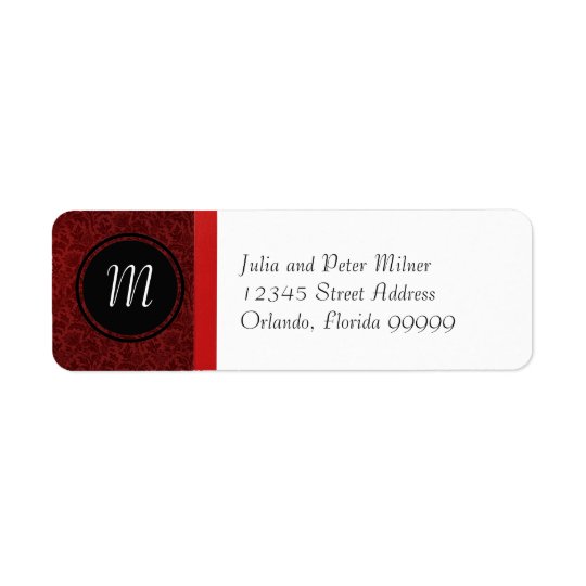 Roter Damast u. rotes Bogen-Monogramm -