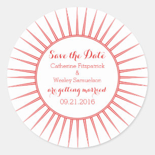 Roter Deko Retro Save the Date Stickers