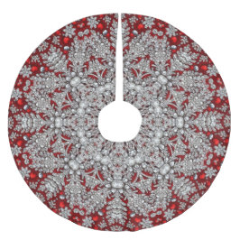 Roter dekorativer Baumrock Polyester Weihnachtsbaumdecke