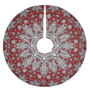 Roter dekorativer Baumrock Polyester Weihnachtsbaumdecke