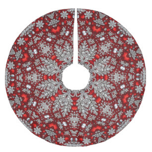 Roter dekorativer Baumrock Polyester Weihnachtsbaumdecke