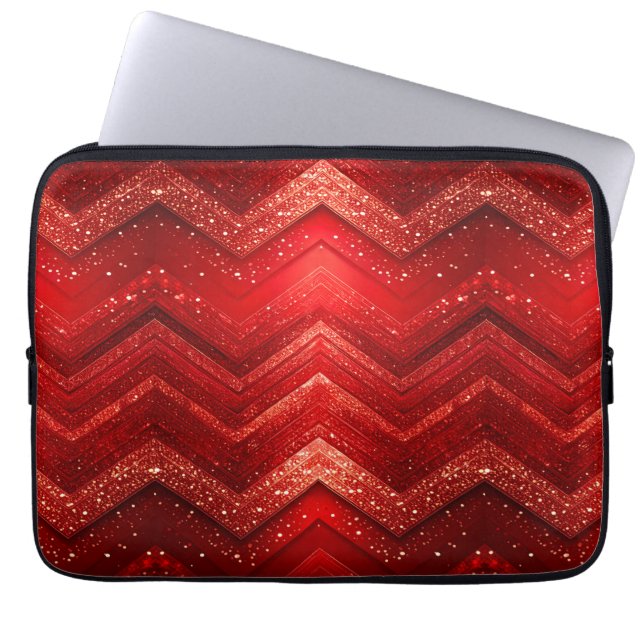 Roter dekorativer Glitzer Laptop-Sieb Laptopschutzhülle (Vorderseite)