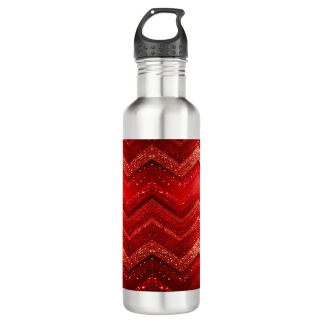 Roter dekorativer Glitzer Wasserflasche Edelstahlflasche (Vorderseite)