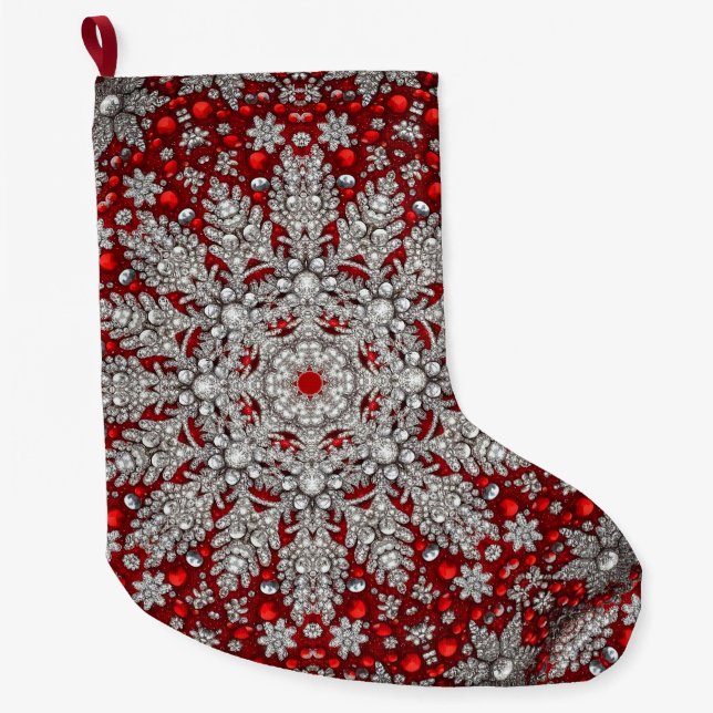 Roter dekorativer Strumpf Großer Weihnachtsstrumpf (Vorderseite)