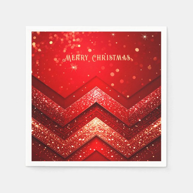 Roter dekorativer Weihnachts-Glitzer Holiday Napki Serviette (Vorderseite)