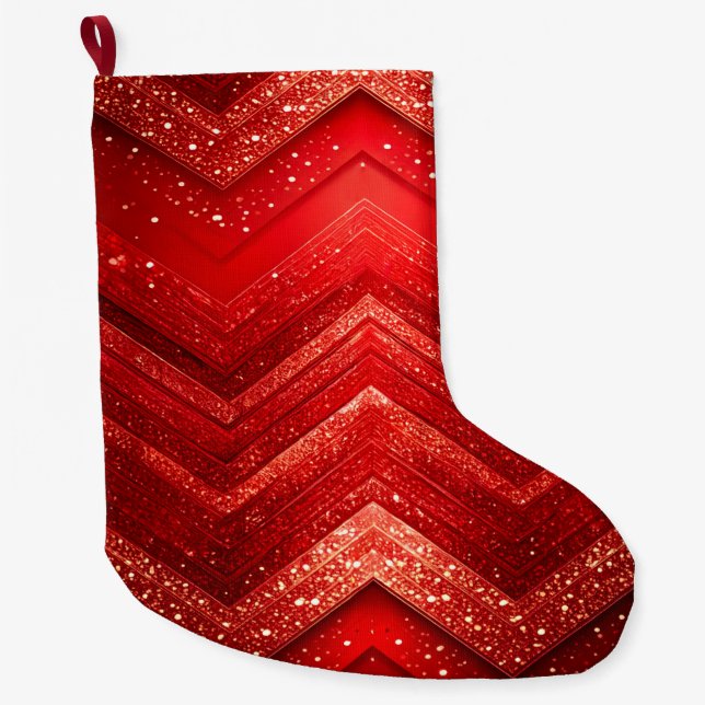 Roter dekorativer Weihnachts-Glitzer Strumpf Großer Weihnachtsstrumpf (Vorderseite)