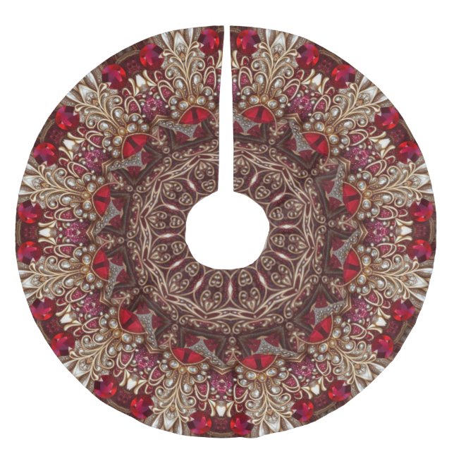 Roter dekorativer Weihnachtsbaumrock Polyester Weihnachtsbaumdecke (Vorderseite)