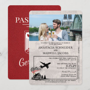 Roter Deutschland Reisepass Hochzeits-Einladung Einladung