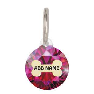 Roter Diamant Round-Pet-Tag Haustiermarke