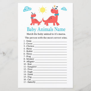 Roter Dinosaurier Baby-Tiere Namensspiel