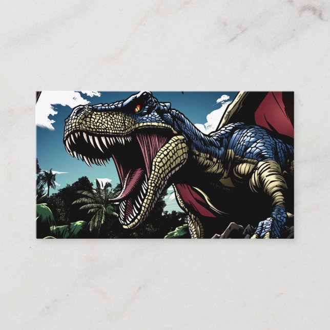 Roter Dinosaurier in einem futuristischen Dschunge Visitenkarte (Vorderseite)
