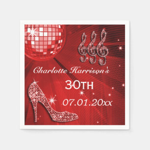Roter Disco-Ball-und Schein-Heels 30. Serviette