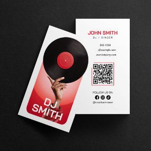 Roter DJ Signer Disc Jockey Musikproduzent Vinyl Visitenkarte