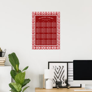Roter Doppelglück-Chinesischer Hochzeitssitzplan Poster