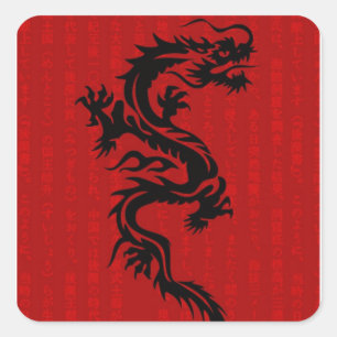 Roter Drache-Aufkleber Quadratischer Aufkleber