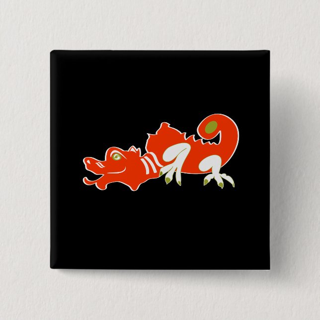 Roter Drache Button (Vorderseite)
