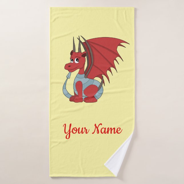 Roter Drache Cartoon  Badehandtuch (Badehandtuch)