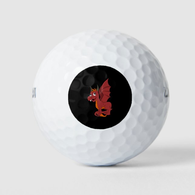 Roter Drache Cartoon Golfball (Vorderseite)