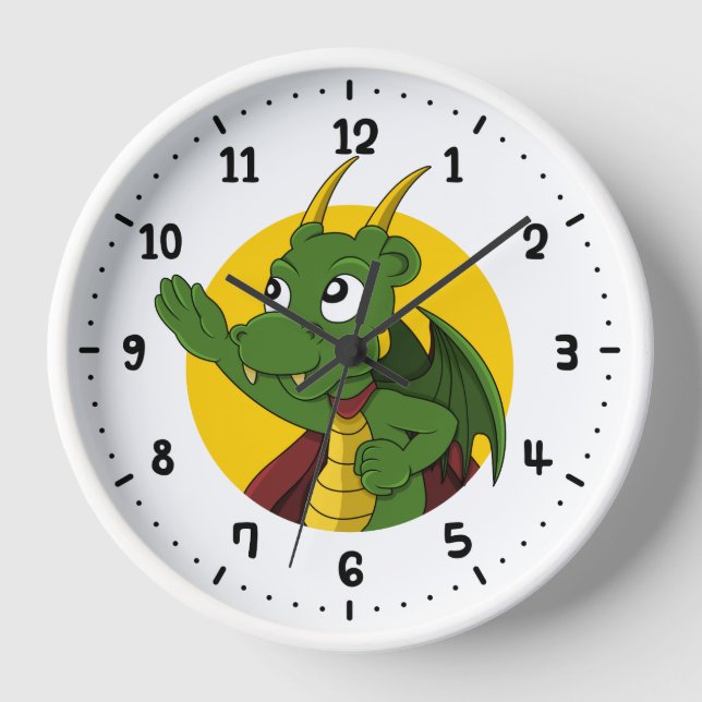 Roter Drache Cartoon rund um die Uhr (Vorderseite)