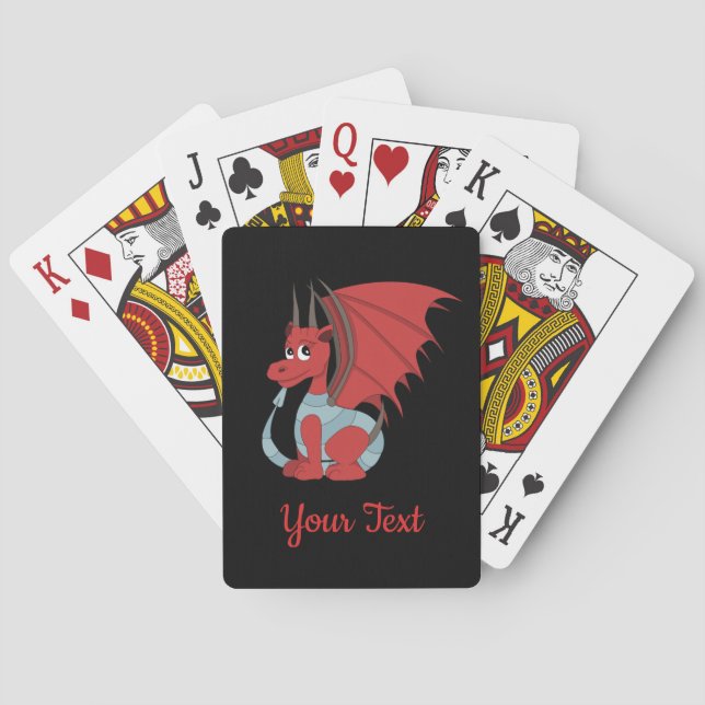 Roter Drache Cartoon Spielkarten (Rückseite)