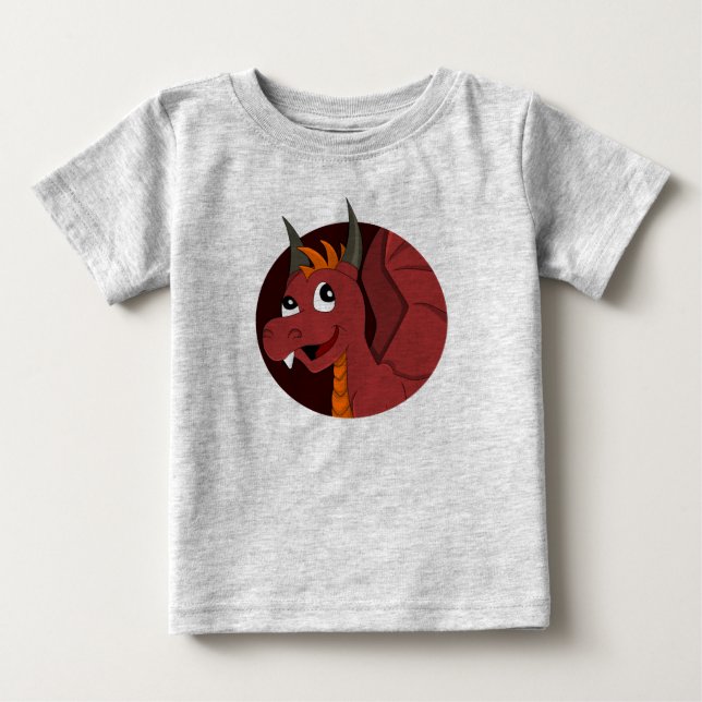 Roter Drache Cartoon T - Shirt (Vorderseite)