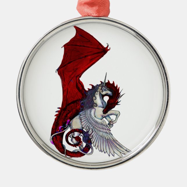 Roter Drache Dragoness hochrotes Ornament Aus Metall (Vorne)