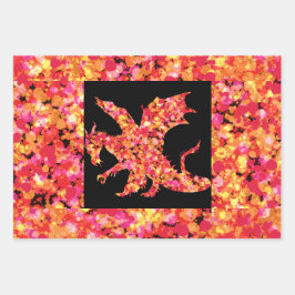 Roter Drache gespritzte Farbe  Geschenkpapier Set