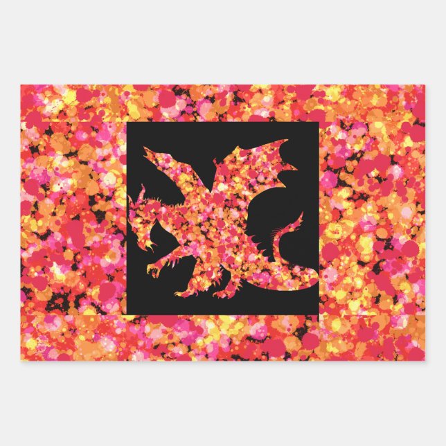 Roter Drache gespritzte Farbe  Geschenkpapier Set (Vorderseite 3)