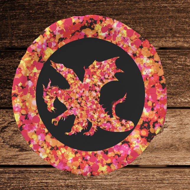 Roter Drache gespritzte Farbe Pappteller (Von Creator hochgeladen)