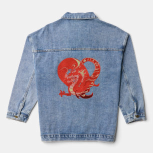 Roter Drache Herz Valentine Chinesische Neujahrsfr Jeansjacke