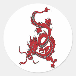 Roter Drache - Jahr des Drachen Runder Aufkleber