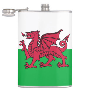 Roter Drache keltische Flagge von Wales & Walisisc Flachmann