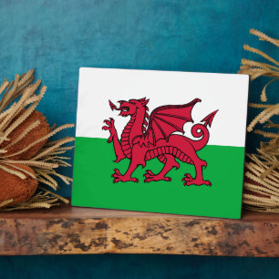 Roter Drache keltische Flagge von Wales & Walisisc Fotoplatte
